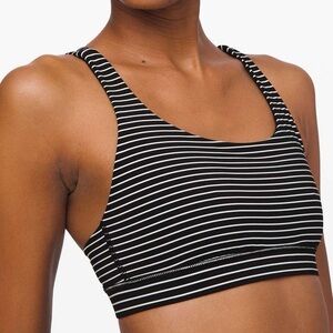 Lululemon Athletica Energy Bra Black and White Striped Sports Bra